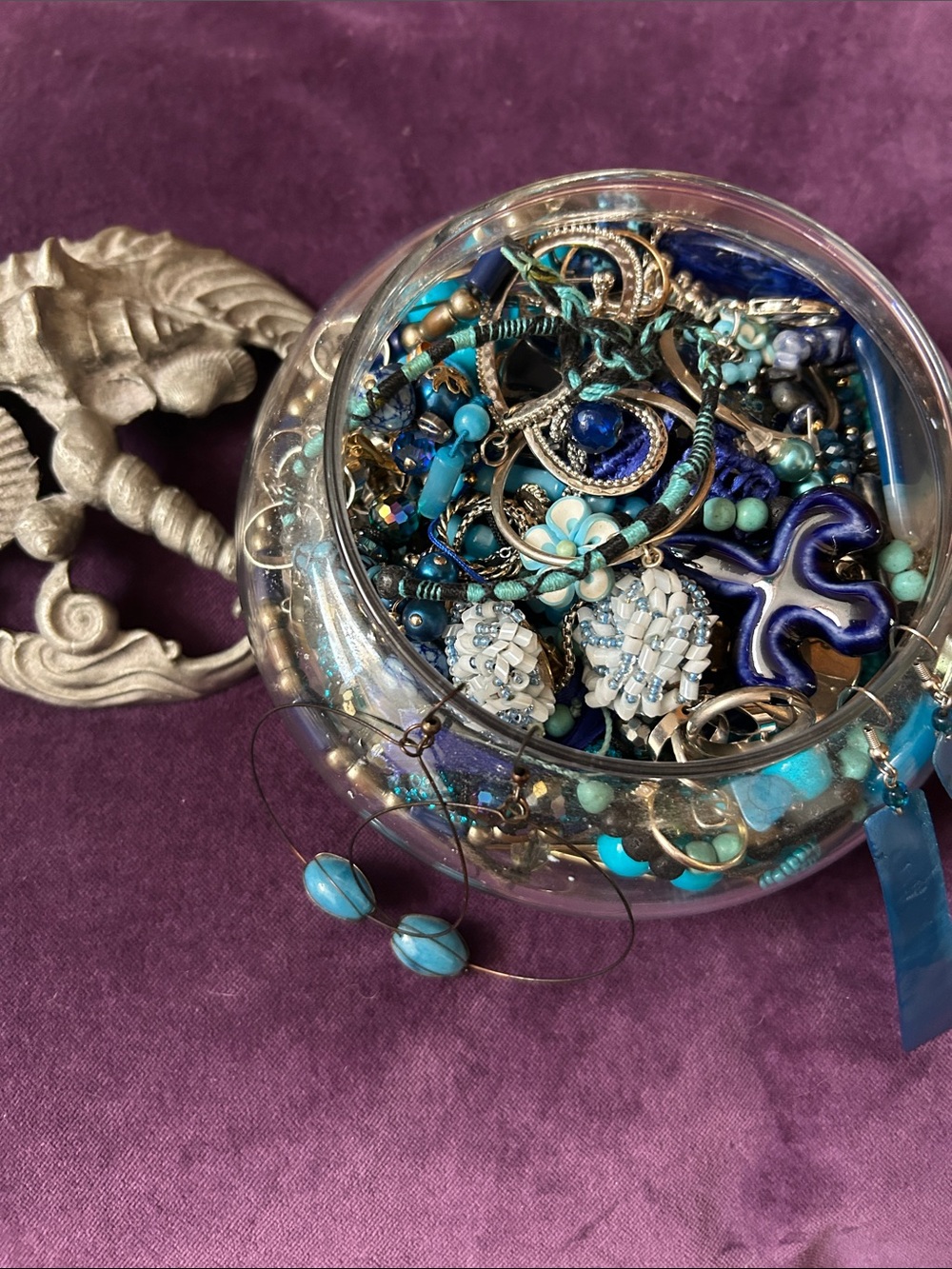 Blue mystery jewelry jar
